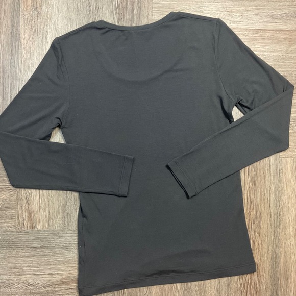 ROSSOPURO Long Sleeve Scoop Neck Micromodal Top Womens Small Black Made in Italy - Picture 2 of 10